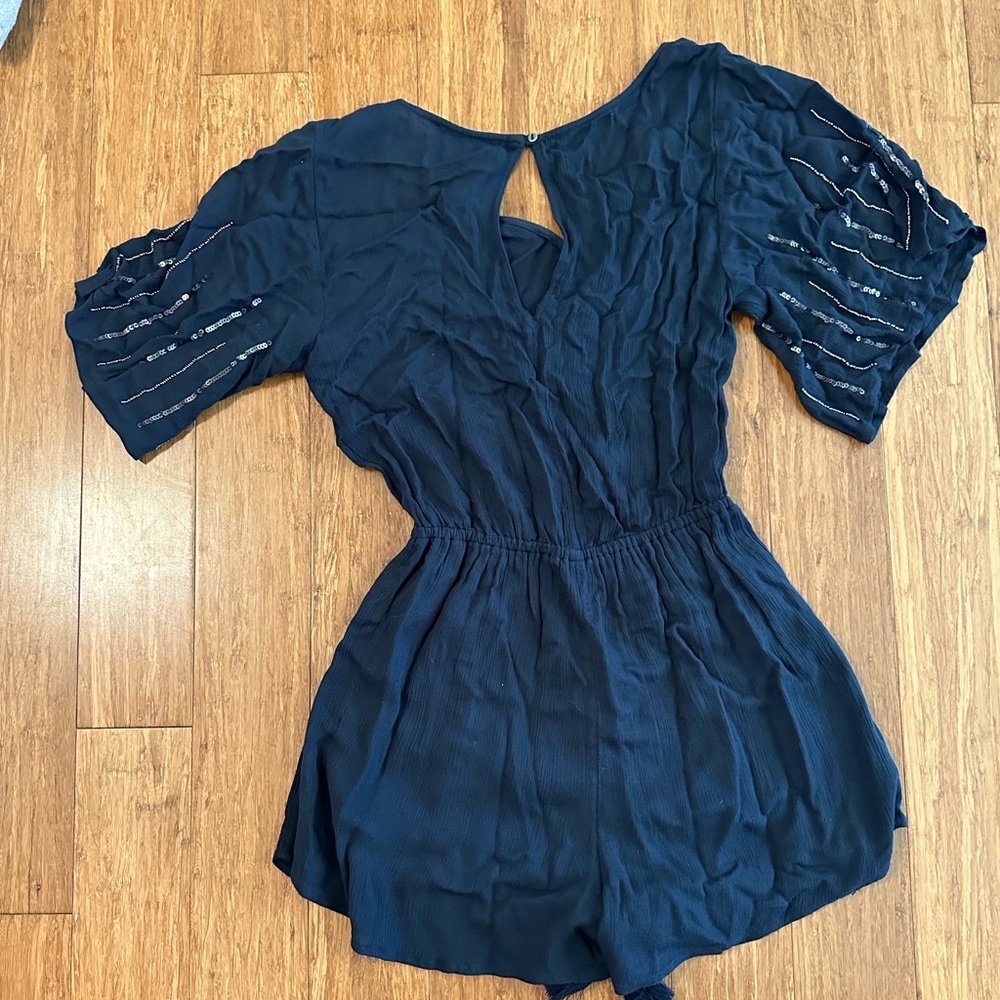 Abercrombie & Fitch Black Sequined Romper Size XS - Picture 5 of 6